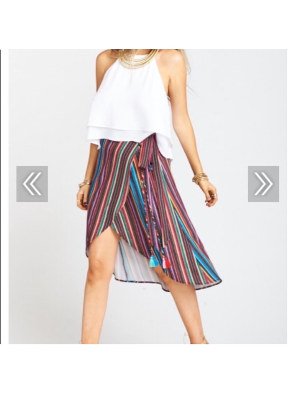 Show Me Your MuMu Multicolor Striped High-Low Wrap Skirt